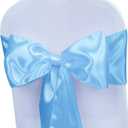 Babenest Satin Chair Sashes Ties Upgraded 50 pcs Chair Ribbons Bows for Wedding Banquet Party Easter Christmas Baby Shower Events Decoration (Baby Blue)
