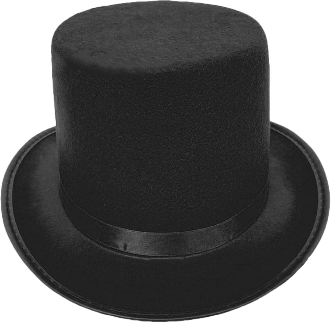 Roll Brims Tall Top Hat for Adult Bowlers Hat Magicians Hat Halloween Party Hat Cosplay Costume Stage Show Headwear Black (Large)