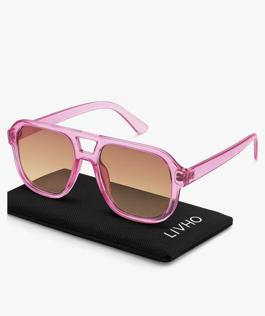livho Trendy Polarized Square Aviator Sunglasses Women Men Square Eyewear Frame, Retro Sun Glasses for Women Men 2025 Shades