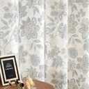 Central Park Floral Botanical Light Filtering Curtain Panel with Green and Blue Leaf for Rustic Farmhouse Linen Texture Grommet Top Window Treatment Drapes for Living Room Bedroom 52"x84", 2 Panels