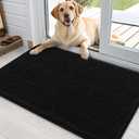 OLANLY Dog Door Mat for Muddy Paws 36x24, Absorbs Moisture and Dirt, Absorbent Non-Slip Washable Doormat, Quick Dry Chenille Mud Mat for Dogs, Entry Indoor Entryway Carpet for Inside Floor, Black (36" x 24")