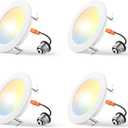 Amico Recessed Lighting 4 Inch, 4 Pack 5CCT Flat LED Can Lights, 2700K/3000K/4000K/5000K/6000K Selectable, 7W Eqv 120W, 700LM Brightness, Retrofit Installation - ETL & FCC