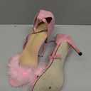 Women's Open Toe Ankle Strap Fluffy Feather Stiletto High Heel Dress Sandal (10, Pink)