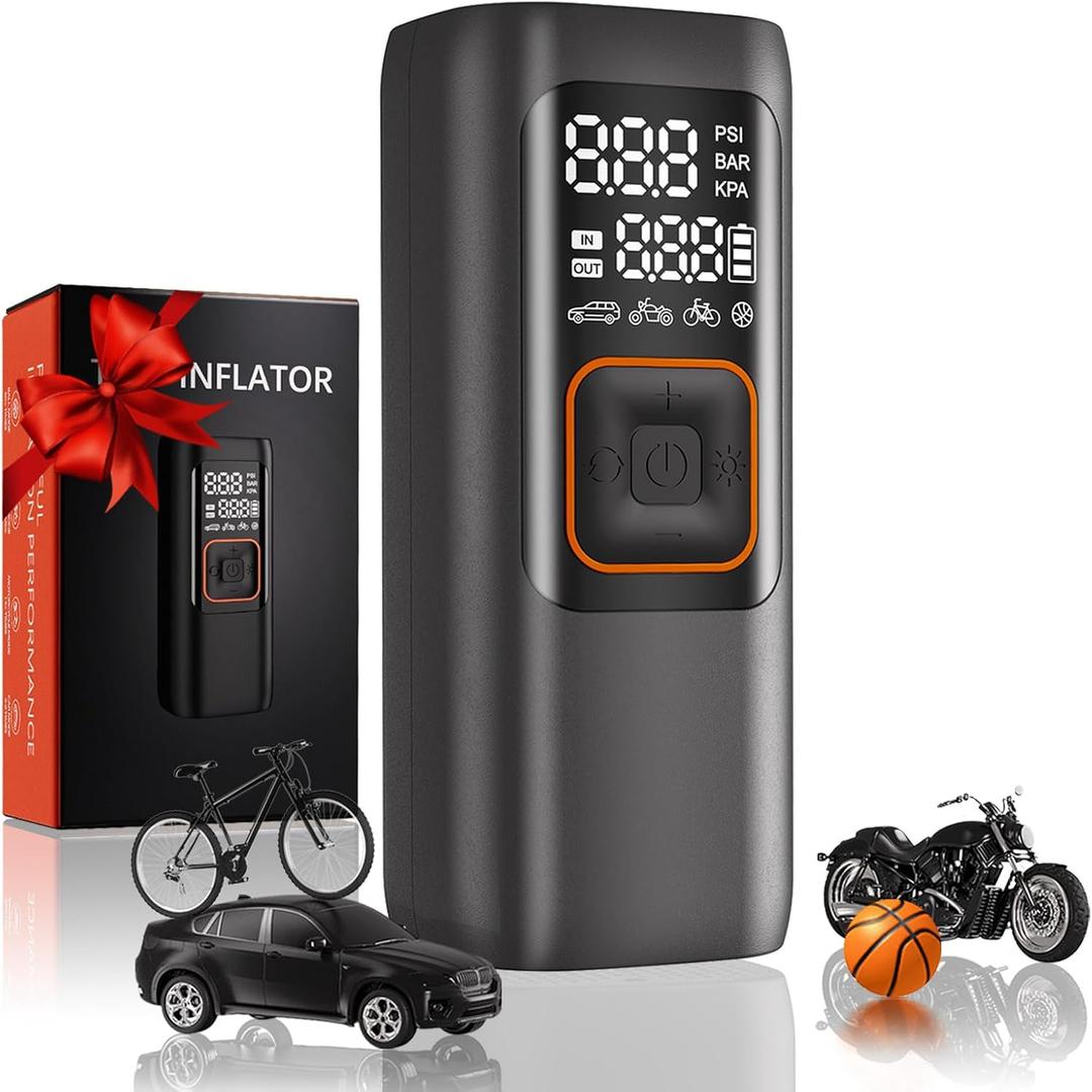 200PSI Tire Inflator Portable Air Compressor, Digital Tire Pump, Cordless Air Pump for Car Tires, Auto Shutoff, LED Light, Electric Air Compressor for Cars, SUV, Motorcycles, Bikes, Gifts for Men