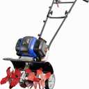 Wild Badger Power Garden Tiller 53cc Mini Cultivator 15 inch Powerful Liftable Booster Rod Tilling Tool for Lawn, Garden and Field Soil Cultivation