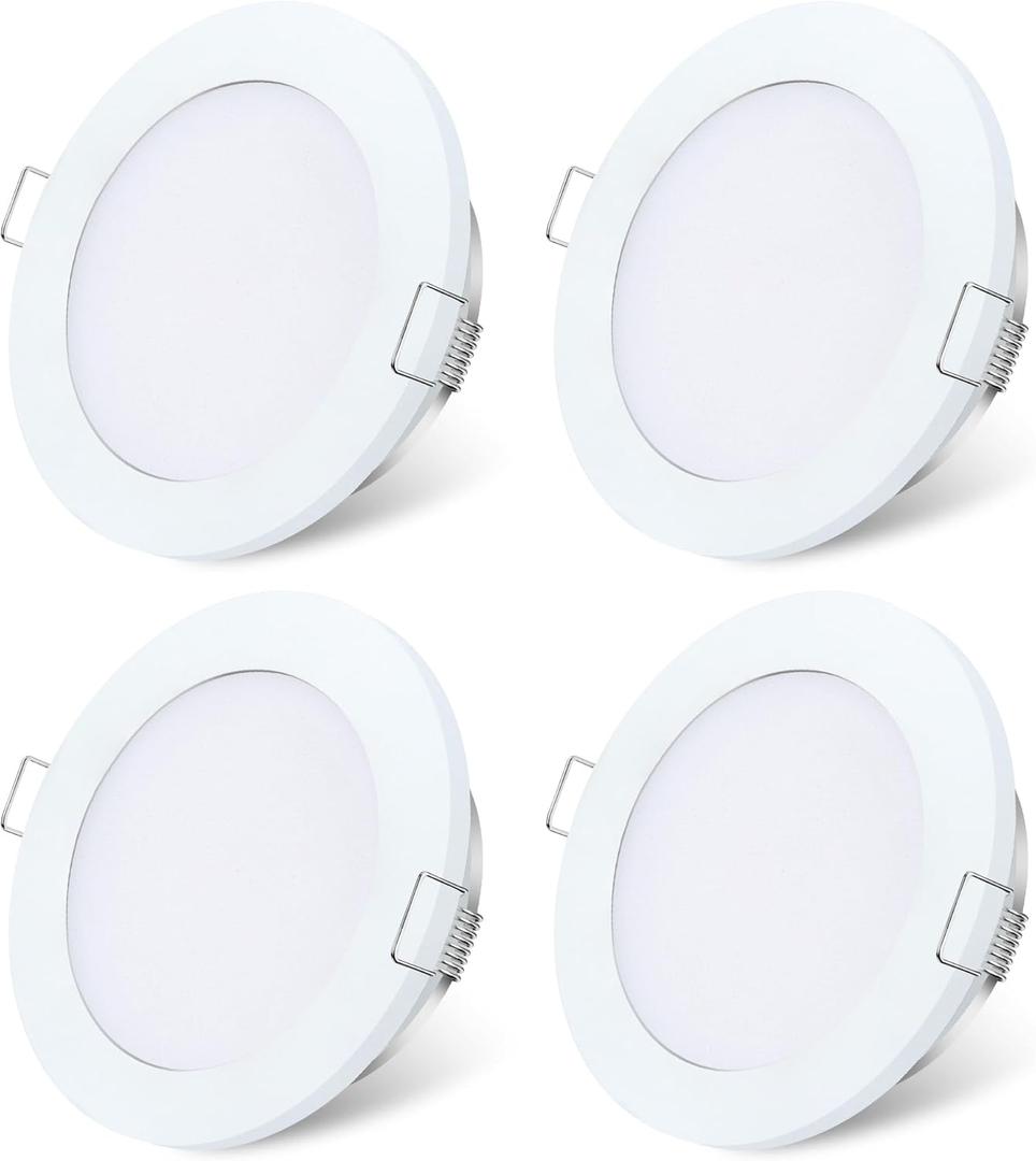 GZV RV Puck Light, RV Boat Recessed Ceiling Lights, DC 12V Led Light for Under Cabinet Camper Van Truck Motorhome Sailboat Interior Lighting, 4 Pack (3000K with White Finish Warm Light)