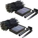 2-Pack Each 200LED 72FT Solar String Lights Outdoor Waterproof, Upgraded Green Wire Solar Christmas Lights Outdoor, 8 Modes Fairy Lights for Party Christmas Decorations Wedding Tree (Yellow) (Green,Warm White)