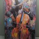 CXHOSTENT Black Jazz Canvas Wall Art Abstract Black Music Painting Prints African American Picture Musical Instruments Artwork for Men Room Decor Framed (Black, 24.00" x 36.00")