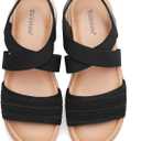 Saidoteto Women's Wide Width Flat Sandals,Comfortable Elastic Ankle Strap Slingback Slip-On Open Toe Low Wedge Walking Sandals for Summer & Casual, Size: 12