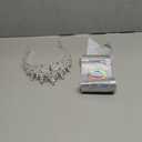 Birthday Tiara Crown with Sash for Women, Headband Hair Accessories for Wedding Party Costume Silver