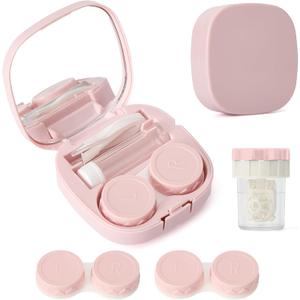 Lasiyanor Contact Lens Travel Kit with Cleaner Washer, Portable Contact Box with Mirror Tweezers Remover Tool Solution Bottle for Daily Outdoor