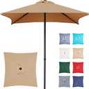 4.9 ft Patio Umbrella - Small Outdoor Table Umbrella with 4 Reinforced Ribs, UV Protection & Waterproof Pool Umbrella for Deck, Balcony, Garden, Lawn, Backyard, Market (Tan)