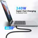 Herfair Thunderbolt 5 Cable (6FT) 120Gbps USB4 2.0 Cable [USB-IF Certified] Type C to C Connector Cord with 120Gbps Bandwidth/PD 240W Charging/16K Video for SSD,MacBook M4 Pro,iPhone 16,eGPU,More