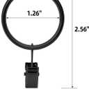 40 PCS Metal Curtain Rings with Clips, Black Drapery Rings for Hanging, Curtain Clips 1.26" Interior Diameter