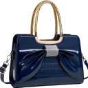 Women’s Glossy Patent Leather Handbag Top Handle Satchel - Medium Structured Shoulder Tote Purse with Adjustable Strap