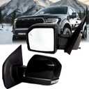 Left Driver Side Mirror Compatible With 2015-2020 Ford F150 With Heated Power Glass Blind Spot Detection Turn Signal Puddle Lights Memory Power Folding Black Without Camera