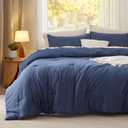 Bedsure Queen Comforter Set, Navy Soft Prewashed Bedding for All Seasons, 3 Pieces GentleSoft Bed Set, 1 Lightweight Comforter (90"x90") and 2 Pillowcases (20"x26")