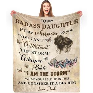 to My Badass Daughter Blanket from Dad - to My Daughter from Dad and Mom Gifts for Daughters Blanket, 60" x 80" (Christian)