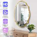 Scalloped Oval Wall Mirror, 24X36 Gold Bathroom Vanity Mirror, Ornate Decorative Mirror for Living Room, Washroom, Bedroom
