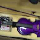 Crafteem 1/2 Fiddle Purple Colored Premium Violin Outfit for Beginners Adults Kids With 5 Color Fingering Tape- Handcrafted Student Beginner Violin. (Purple, 1/2)