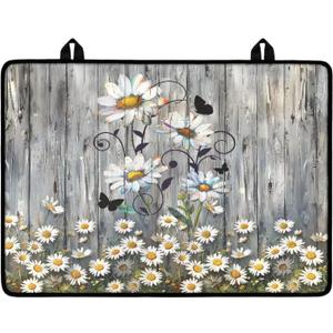 Poceacles Stove Top Cover for Electric Stove, Stove Mat for Glass Stove Top, Heat Resistant Oil Resistant Cooktop Protector Cover for Kitchen Decor, Daisy Butterfly Wood Grain Grey