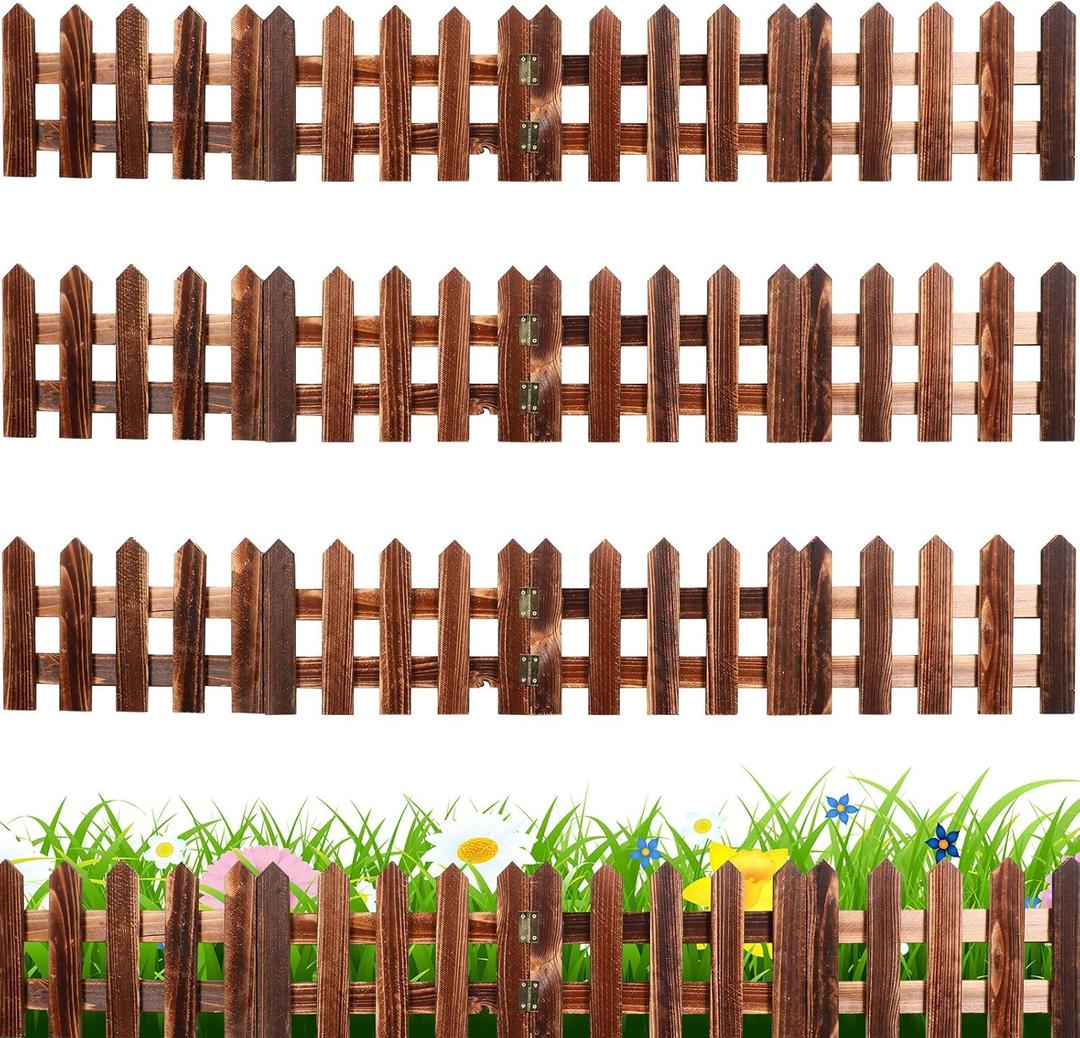 Soaoo Wooden Garden Edging Border 8 in(H) x 4 Ft(L) Wood Garden Fence Landscape Edging Decorative Flower Bed Border Outdoor for Yard Patio Lawn Tree(Brown,4 Packs) (as shown on the pictures)