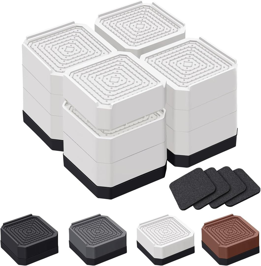 Bed Risers and Furniture Risers, Heavy Duty Adjustable Lifting Blocks for Couches, Desks, and Chairs, Elevates 1.53 or 4.3 Inches, Holds up to 4000 lbs (White)