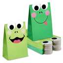 Leinuosen 25 Pcs 24 Pcs Frog Gift Bags Frog Themed Party Favors Birthday Decoration Paper Treats Goodies Bag for Kids Animal Lover Summer Baby Shower Birthday Supplies Green
