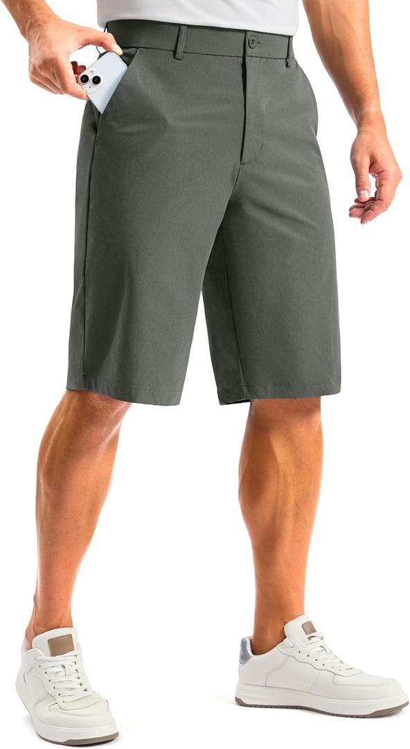 G Gradual Men's Golf Shorts 12" Long with 4 Pockets Lightweight Casual Knee Length Short Quick Dry Hiking Work Travel Shorts (Grey Sage,34)
