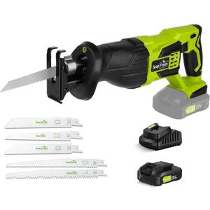 SnapFresh 20V Cordless Reciprocating Saw, 3000 SPM Variable Speed, Tool-Free Blade Change, LED Light, Lightweight One-Handed Compact Electric Saw for Wood, Metal, 2.0Ah Battery & Fast Charger Included
