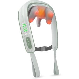 Snailax Cordless Shiatsu Neck Massager with Heat, 4D Kneading Back Shoulder Massager Deep Tissue, Larger Massage & Heating Area, Gift for Mom Dad (Green 682)