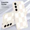 KANGHAR Compatible with Samsung Galaxy S25 Case Checkered -White | Silicone Cute Pattern, Camera Protection Soft Slim Phone Case for Girls Women
