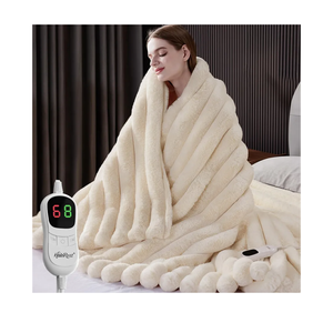 Heated Blanket Twin Size, Faux Fur Cozy Heating Blanket with Overheat Protection, 1/2/4/6/8 Hours Auto-Off 10 Heat Level, Machine Washable (62x84 Inches, Cream White)