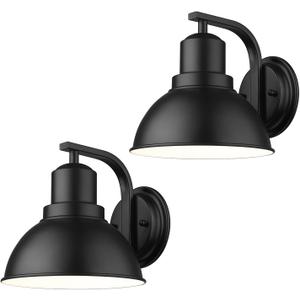 zeyu 8.4'' Barn Sconce Wall Lighting, 2 Pack Industrial Wall Lights for Bedroom Dining Room, Metal Dome Shade in Black Finish, ZY24-1W-2PK BK zeyu 8.4'' Barn Sconce Wall Lighting, 2 Pack Industrial Wall Lights for Bedroom Dining Room, Metal Dome Shade in Black Finish, ZY24-1W-2PK BK