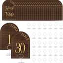 Brown Table Number Cards 1-30 4x5.7in Wedding Table Signs for Reception Dining Table Numbers With Holders Bulk Rustic Wedding Table Numbers with Head Table Card for Banquet Anniversary (Brown)