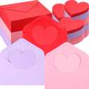 300 Pack Valentine's Day Business Envelopes with Heart Shaped Cards 3 Colors 4x6 Inch Envelopes Greeting DIY Cards for Anniversary and Valentine's Day
