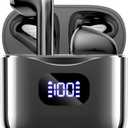 Wireless Earbuds Bluetooth 5.3 Ear Buds, Bluetooth Headphones with LED Display Charging Case, 40Hrs Playtime Stereo Sound, IPX7 Waterproof in-Ear Earphones with Mic for Phone Tablet Sports, Charcoal