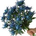 Fermus 8 Stems Artificial Thistle Flowers 8 Branch Real Touch Blue Thistle Decor 26 Inch Real Size Rustic Spray Eryngium Sea Holly for Wedding Bouquet Centerpiece