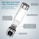 Hydrogen Water Bottle Generator - Glass Hydrogen Water Ionizer Machine, 16oz, SPE/PEM Technology, LED Display, Easy Clean, Type-C Charging for Home Office Fitness, Silver