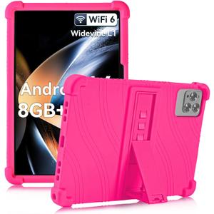 ATOOZ for ROWT 10.1 inch Tablet Case,Soft Silicone Case for ROWT A10/SVITOO Tab 10/Aiprotablet C20e/ZONKO D115/MB1001 10.1 inch Tablet with Stand (Rose Red)