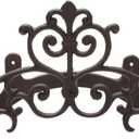 MyGift Brown Heavy Duty Cast Iron Outdoor Garden Hose Hanger Wall Mounted Water Hose Holder Reel with Vintage Scrollwork Design