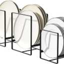 Metal Drying Rack, 3 Pack Inside Cabinet Plate Holders Organizers, Upright Dish Racks for Countertop and Cupboard, Large Capacity, Black (20x16x11.5 cm Each)