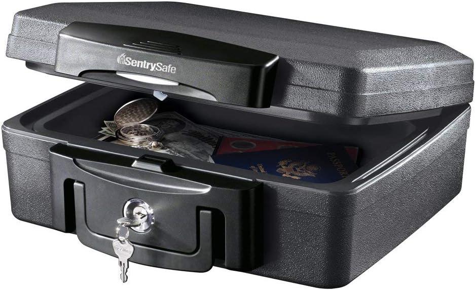 SentrySafe H0100 Fireproof Waterproof Box with Key Lock, 0.17 Cubic Feet Black [New Improved Version]