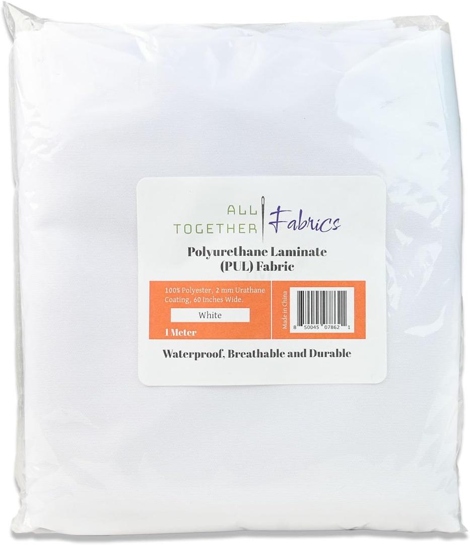 Polyurethane Laminate (PUL) Pre-Cut Fabric by The Meter. Waterproof and Breathable. Perfect for Cloth Diapers and Similar Projects. 1 Meter, White