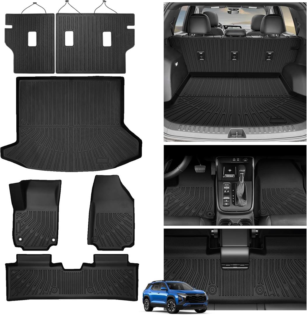 Powerty Floor Mats for 2025 2026 Chevrolet Chevy Equinox (Non EV) / GMC Terrain Car Mat, All Weather TPE Custom Cargo Liner Seat Back Cover Protectors Accessories (Floor Mats+Backrest Mat+Trunk Mat)