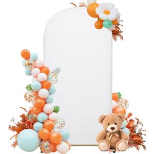 SUKAIKEQA 7.2FT Wedding Arch Cover – Stretchy Spandex Fabric Backdrop for Arch Stand – Ideal for Wedding Ceremony, Birthday Party, Baby Shower & Photo Booth Decoration (White)