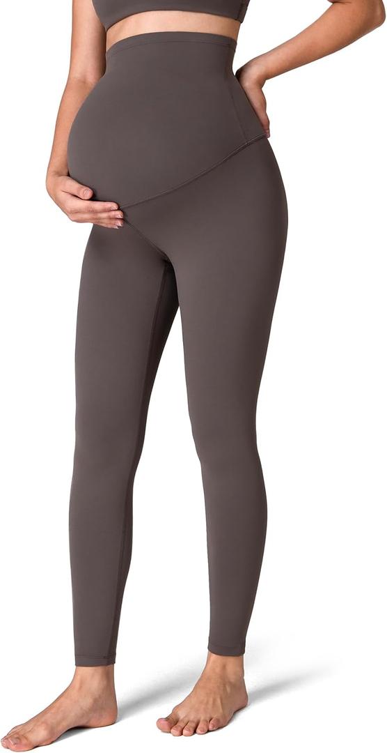 Colorfulkoala Womens Dreamlux Maternity Leggings Over The Belly 25" / 28" Inseam Soft Workout Activewear Yoga Pregnancy Pants (Brown, XS)