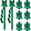 Christmas Cabinet Bows for Kitchen, Red Large Christmas Ribbons Bows for Cabinet Door Kitchen Home Wall Furniture Party Decorations Xmas Gifts (8, Green)