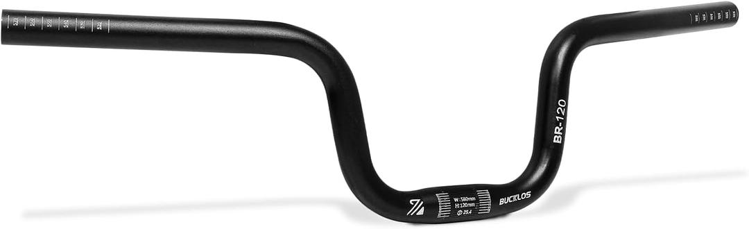 BUCKLOS Mountain Bike Handlebars 25.4mm - 120/160mm Rise MTB Aluminum Alloy Handlebar - 580mm High Rise Bicycle Riser HandleBars for E-Bike Folding Bike Downhill Racing.