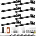 8pcs Wall Shelf Brackets Heavy Duty Floating Shelf Bracket Hidden,Invisible Black Shelving Brackets Decorative Floating Shelf Hardware Heavy Duty,Metal Shelf Support Bracket(8"-8pcs)